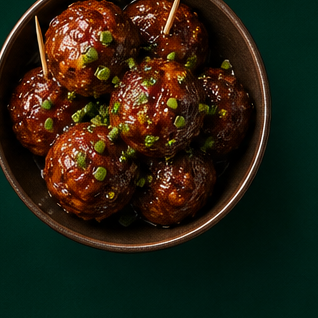 Bourbon glazed meatballs appetizer