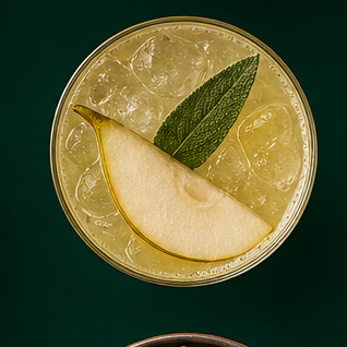 Pear sage fizz cocktail